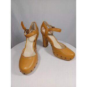 Calvin Klein Shoes Womens Size 8.5M Cork Platform Heels NXBRONNIE Studded Leathe
